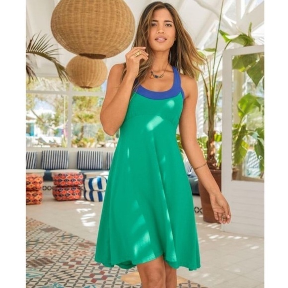 PrAna Women’s Cali Dress Cool Green Halter Racerback Scoop Neck Size XS Outdoor - Picture 1 of 12